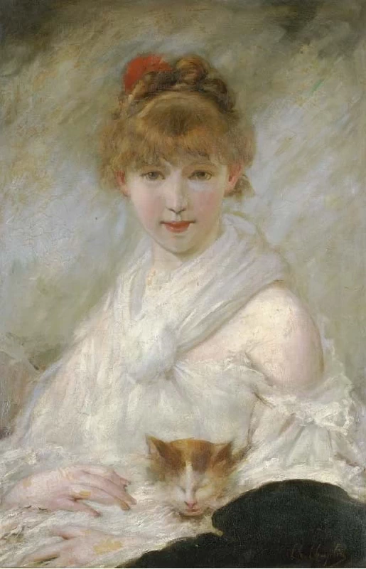 Charles Joshua Chaplin - Ragazza con gatto, o La favorita